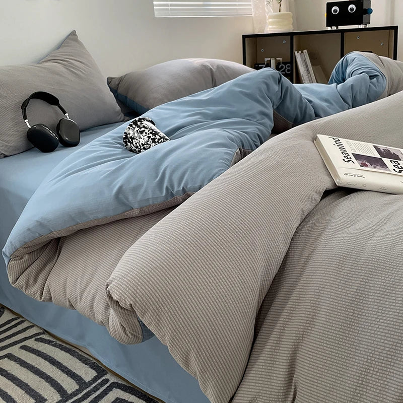 Dekbedovertrekset microfiber 3-delig met rits