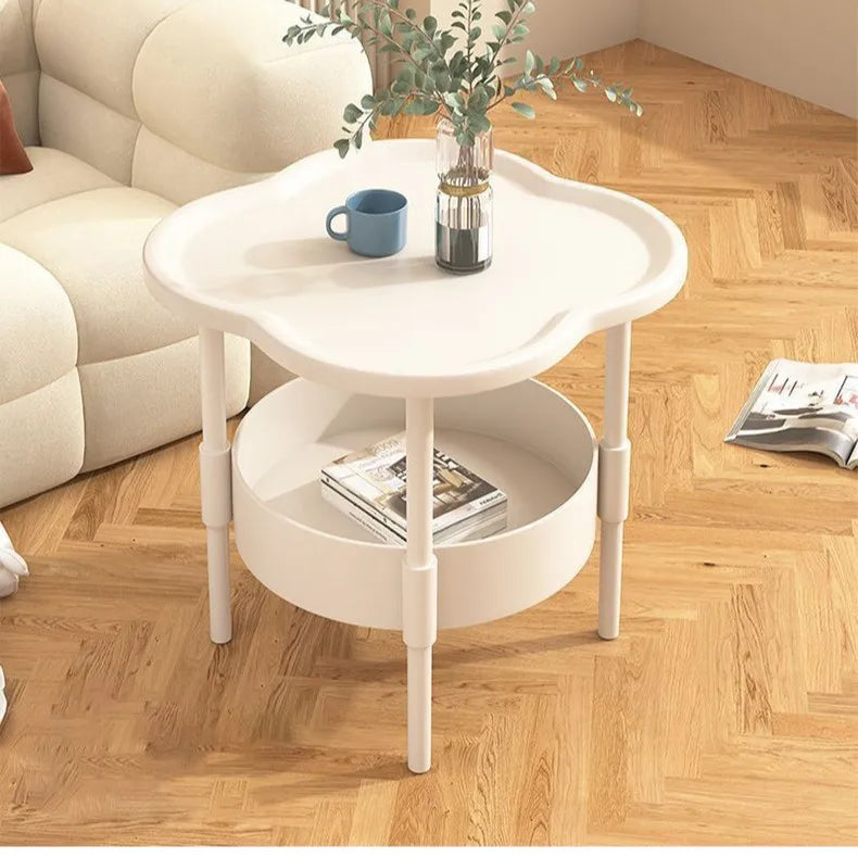 Bijzettafel rond kunststof met opbergruimte