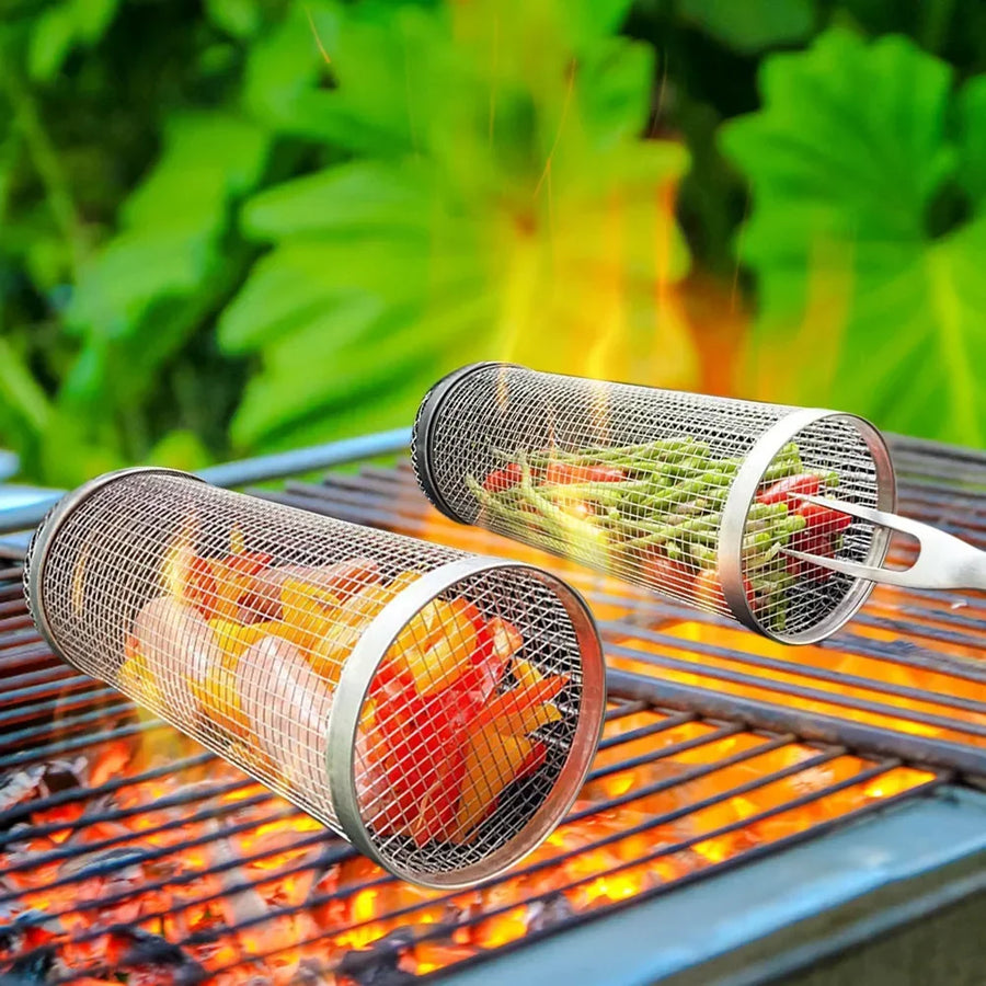 Barbecuebasket rol rond roestvrij staal