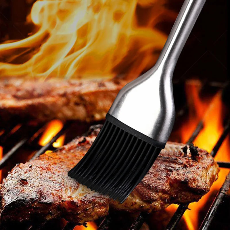 Silicone Brush with Stainless Steel Handle for Baking, Cooking, and BBQ