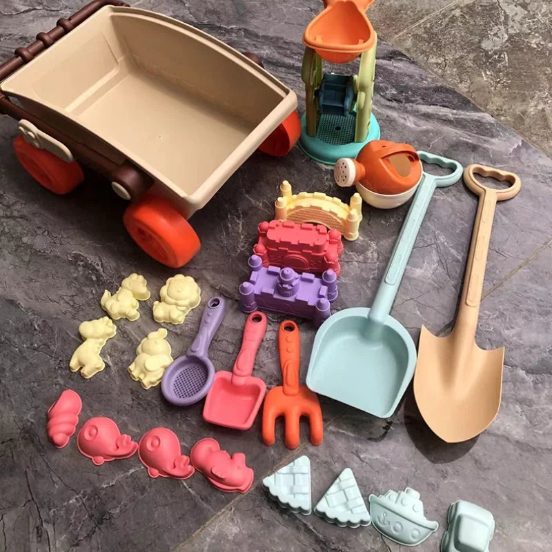Beach playset with trolley for children 3-6 years
