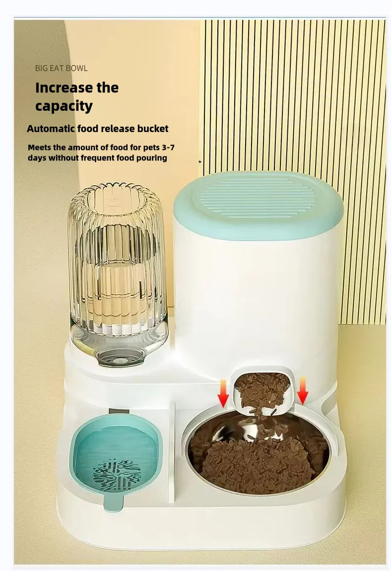 Integrated Food and Water Bowl for Cats and Dogs | Plastic