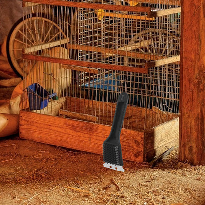 Vogelkooiborstel met lange steel en RVS schraper