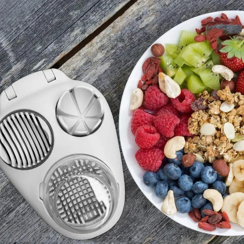 3-in-1 eiersnijder voor plakjes, blokjes en partjes