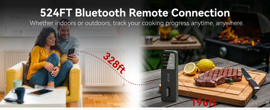 Wireless Bluetooth Meat Thermometer with LCD Screen and Rechargeable Battery