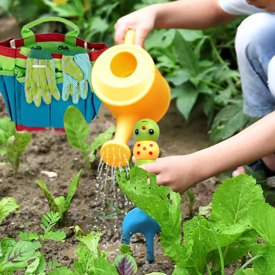 Kindertuingereedschap set rubber schep hark gieter