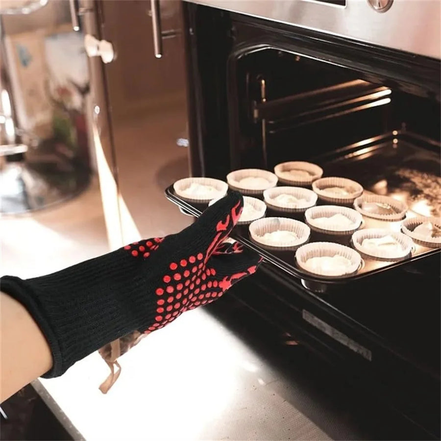 Universal Heat-Resistant Oven Mitt (1 Piece) with Non-slip for Barbecue & Kitchen