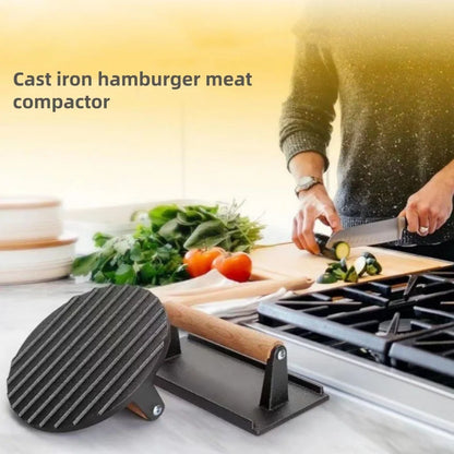 Rectangular Cast Iron Meat Press for Burgers and Steaks
