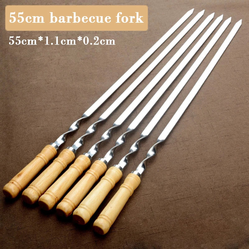 55 cm BBQ Skewers with Long Handle - Reusable Stainless Steel