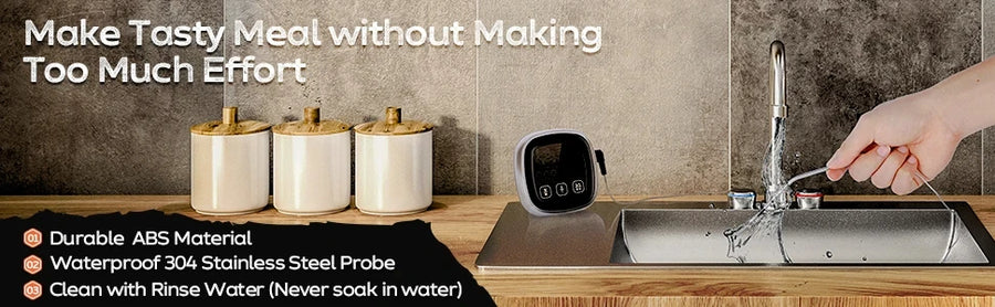 Digital Meat Thermometer with Waterproof Stainless Steel Probe for Oven and BBQ