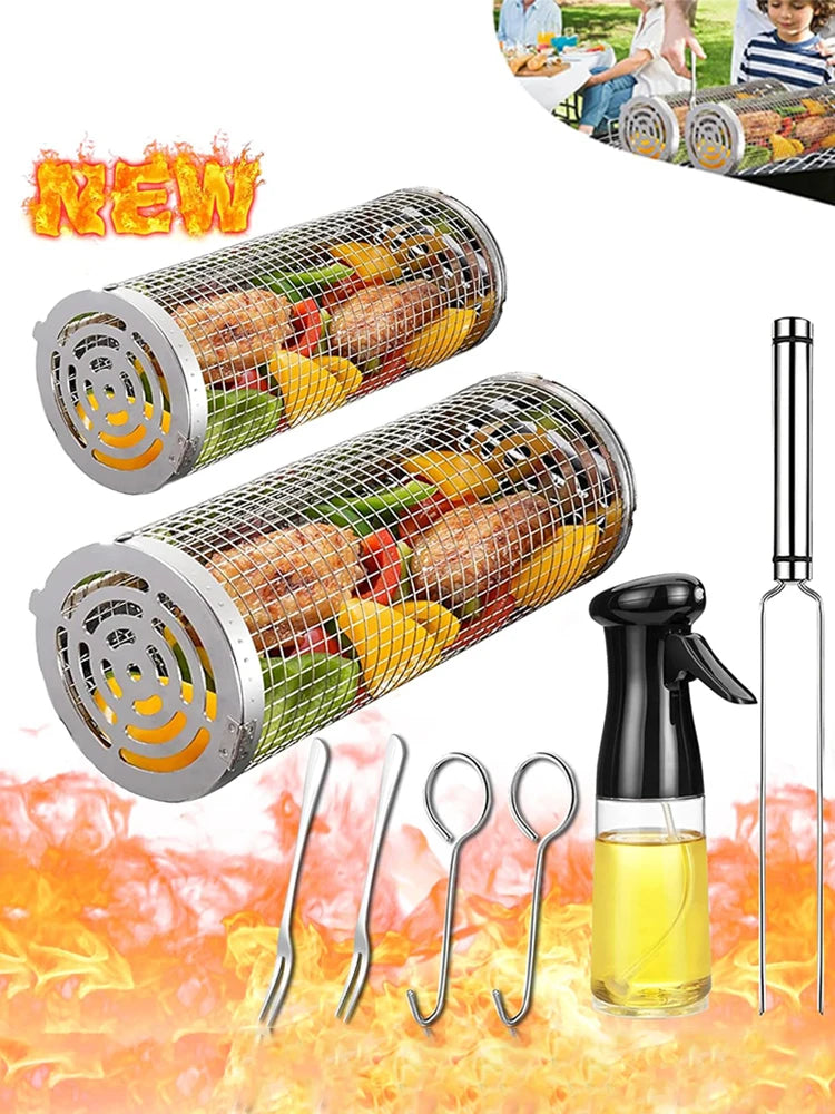 Grillmand cilindrisch roestvrij staal