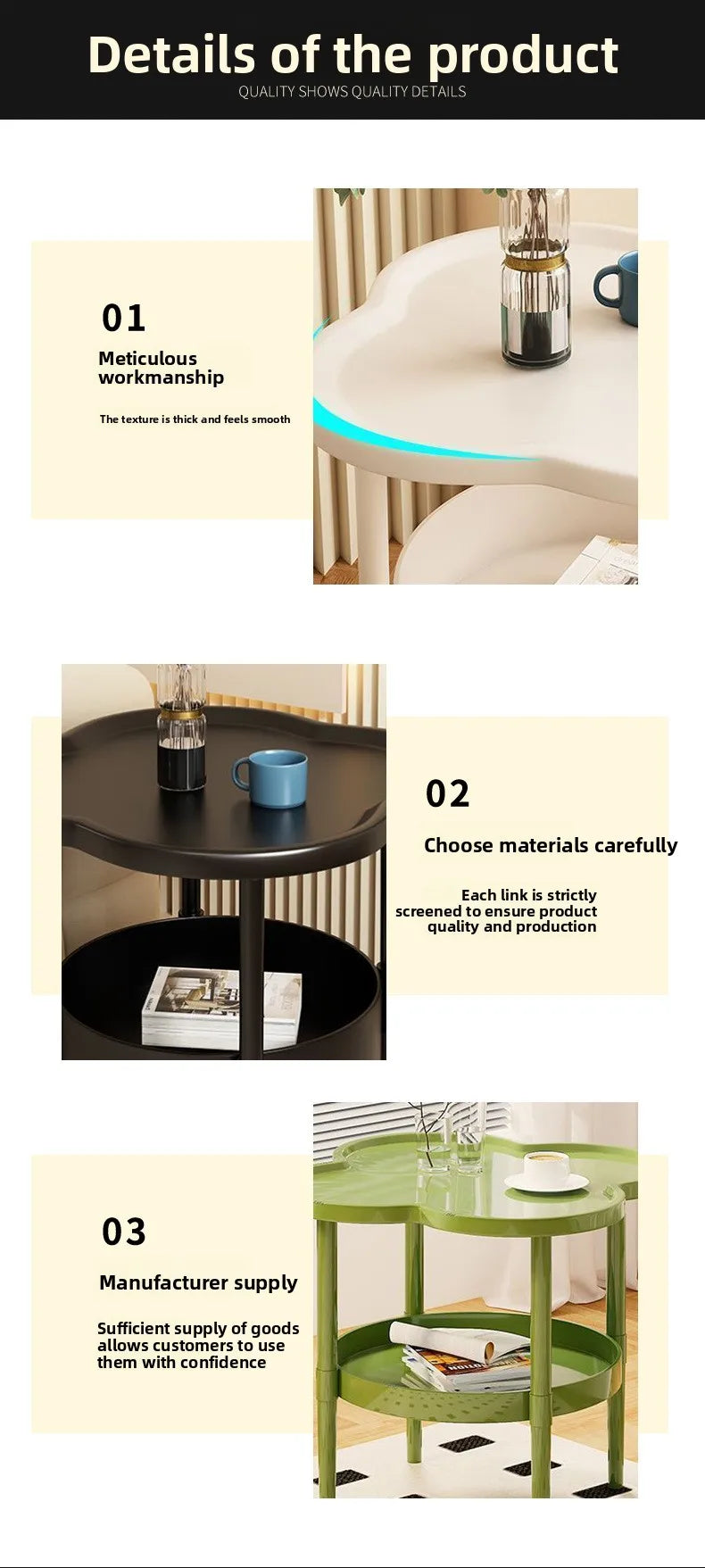 Bijzettafel rond kunststof met opbergruimte