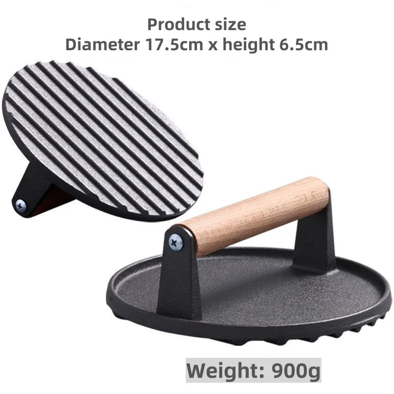 Rectangular Cast Iron Meat Press for Burgers and Steaks