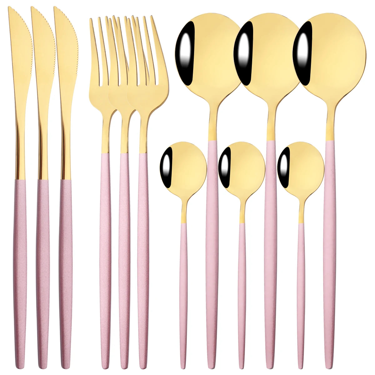 HELOTIC 12-delige Bestekset Zwart Goud Roestvrij Staal