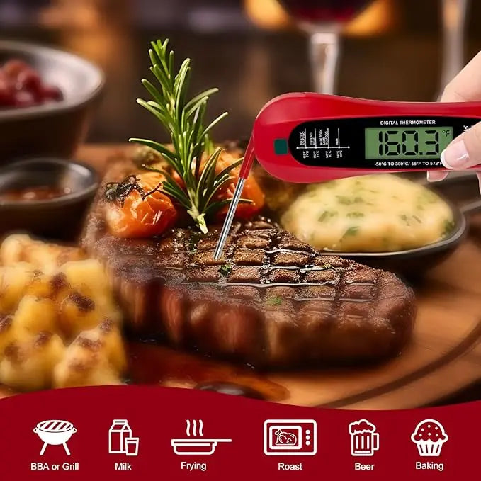 Digital Meat Thermometer with Fast Measurement, Backlight, and Magnet