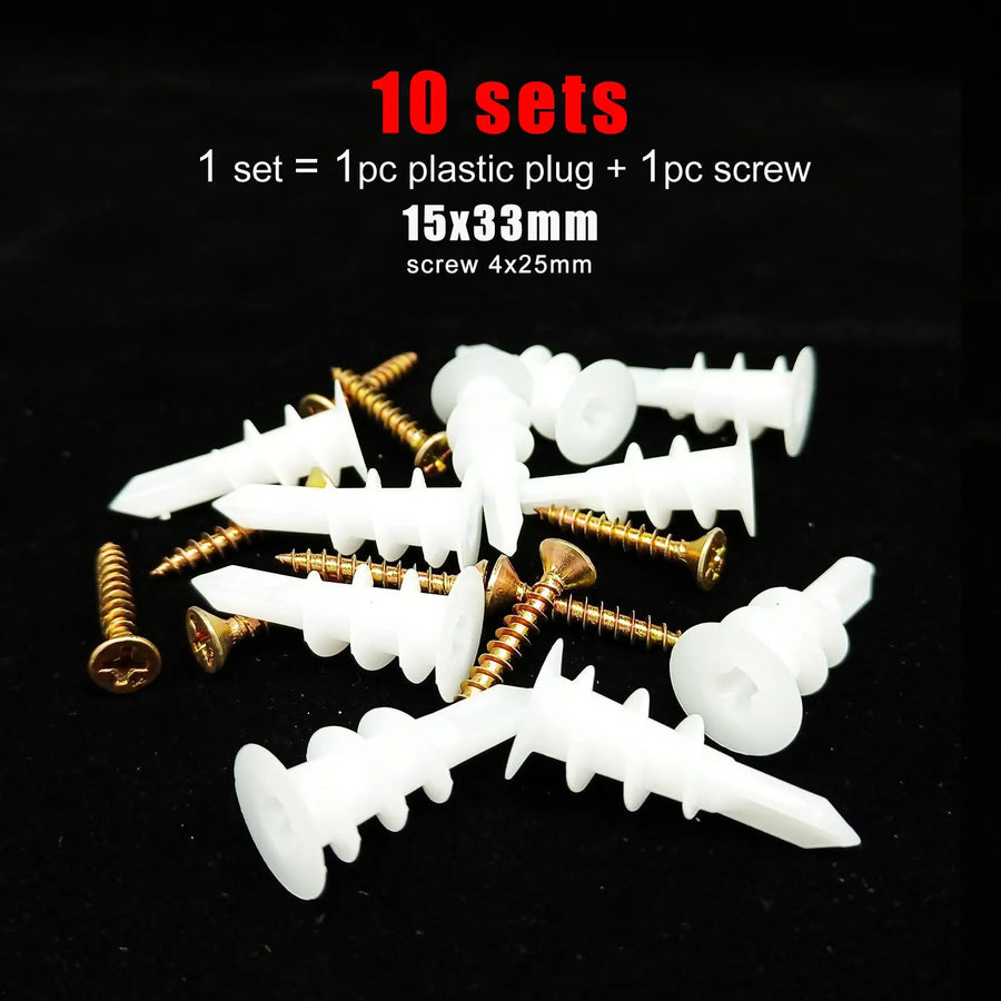 Zelfborende gipsplaatpluggen met schroeven 10 sets