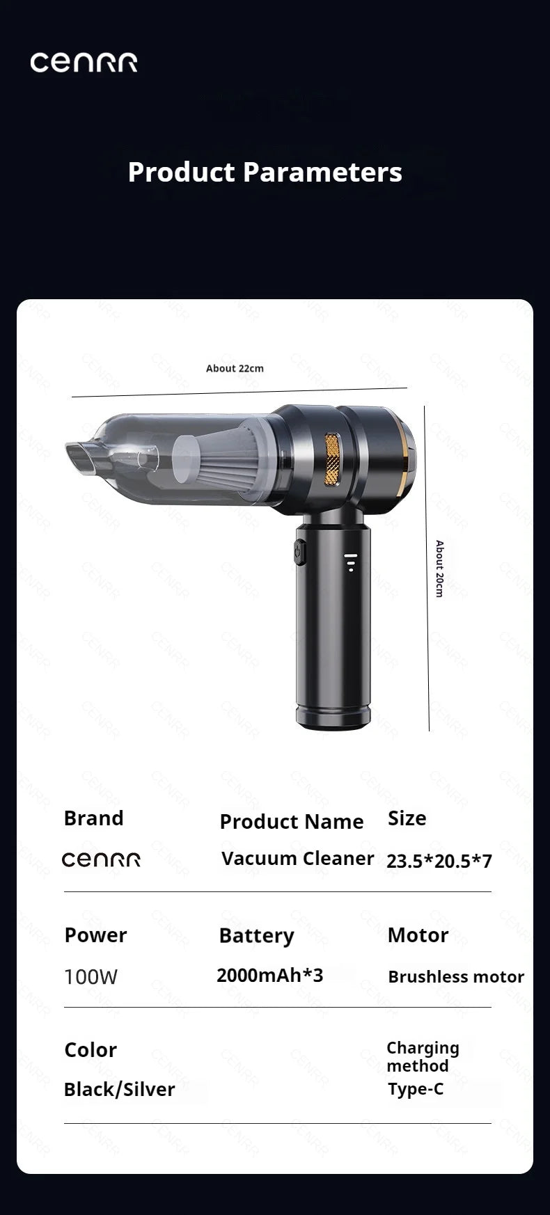 Compact Cordless Handheld Vacuum Cleaner for Car and Home