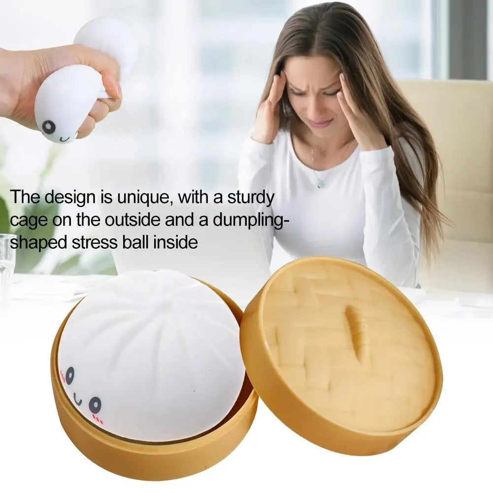 Kleurrijke Dumpling Stressbal Fidget Toy met Stoommandje