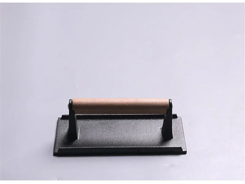 Rectangular Cast Iron Meat Press for Burgers and Steaks