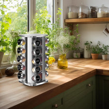 Draaibaar kruidenrek met 20 potjes van 100 ml en roestvrijstalen carrousel