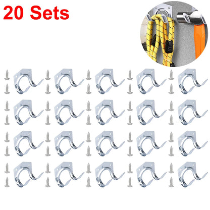 Set van 5 Dubbele Gietijzeren Wandhaken voor Gereedschap