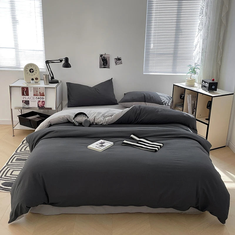 Dekbedovertrekset microfiber 3-delig met rits