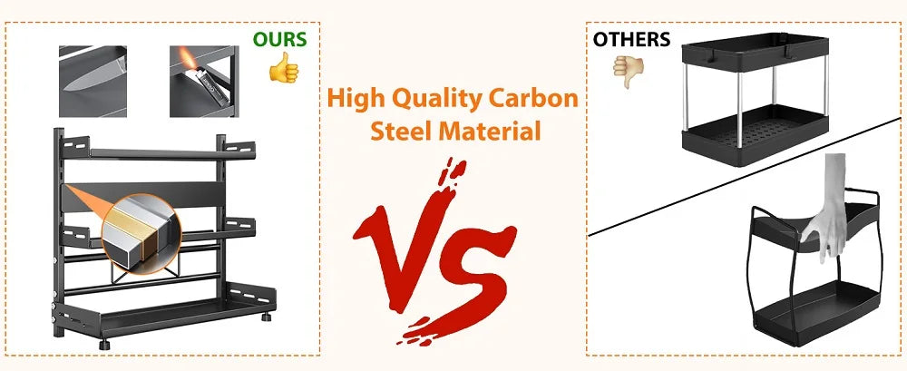 Uitschuifbaar kruidenrek, drie laags voor aanrecht