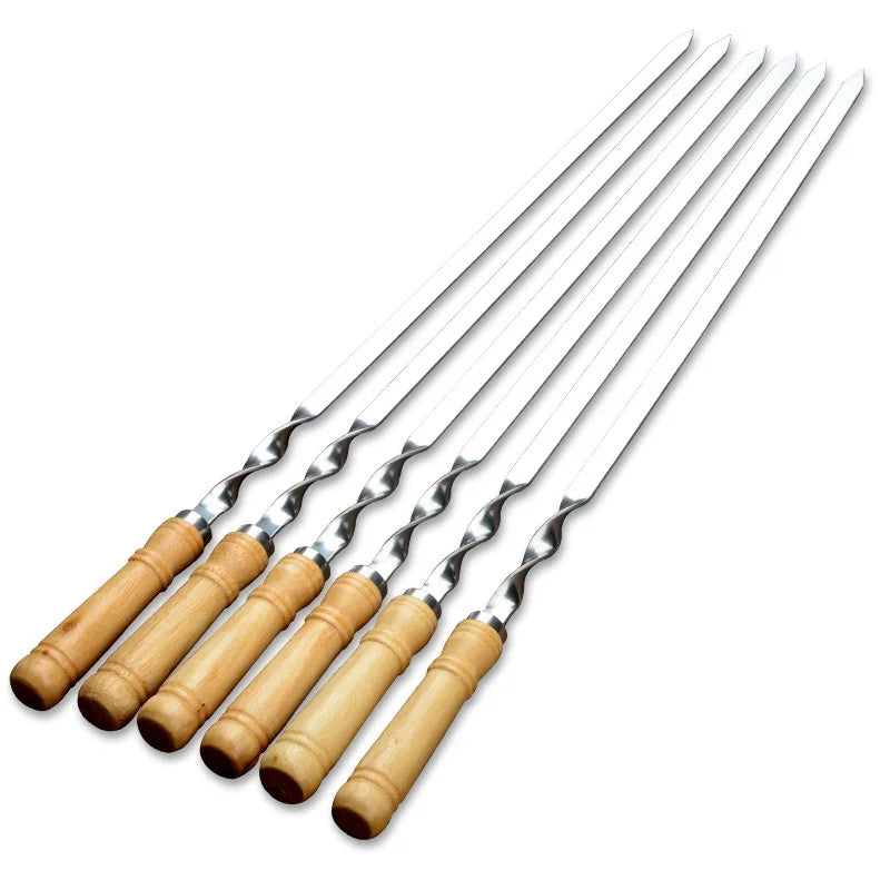 55 cm BBQ Skewers with Long Handle - Reusable Stainless Steel