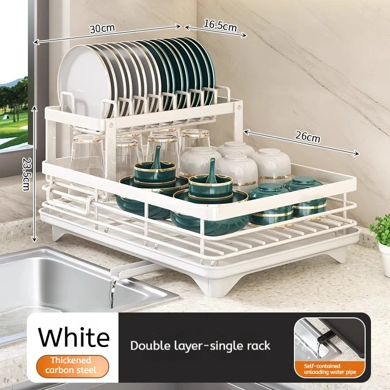Adjustable Dish Drying Rack Over Sink with Swivel Spout