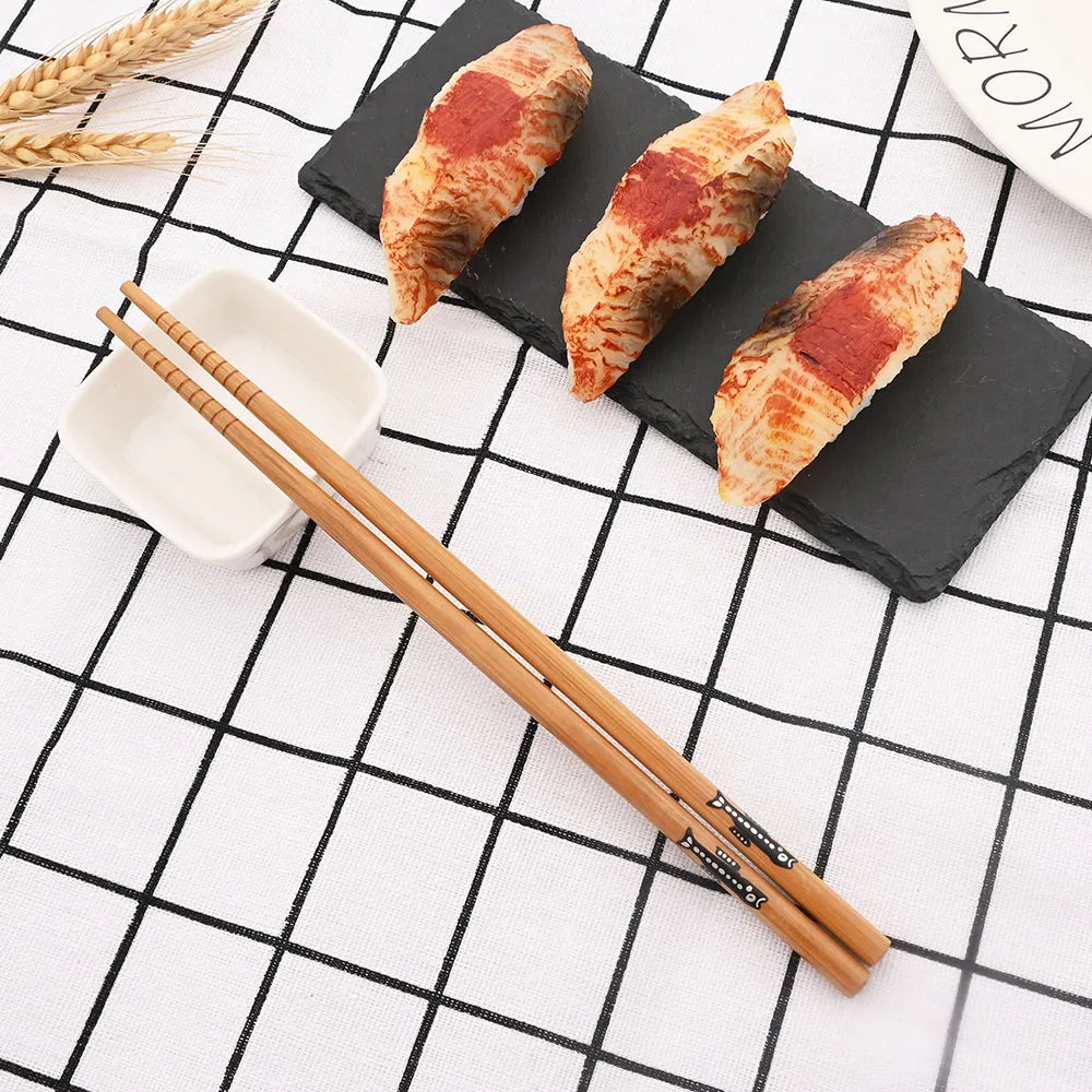 Huismerken Handgemaakte Bamboe Eetstokjes Set Vijf Paren Met Bloemenmotief Multikleur Voor Sushi Liefhebbers