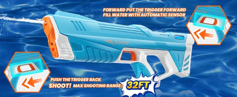 Electric Water Gun Automatic – 43 cm – For Kids and Adults