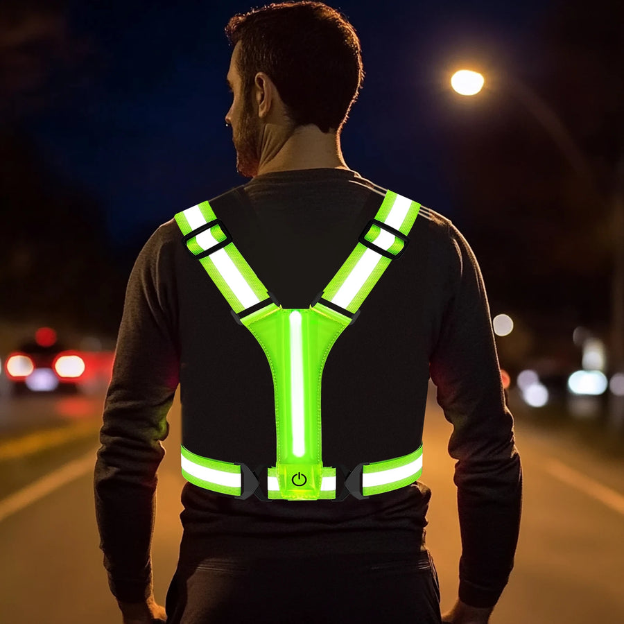 LED Safety Vest USB Rechargeable | High Visibility for Night Sports