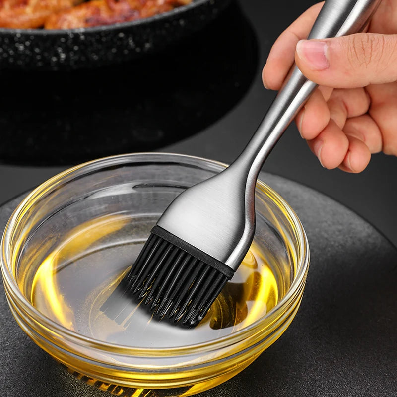 Silicone Brush with Stainless Steel Handle for Baking, Cooking, and BBQ