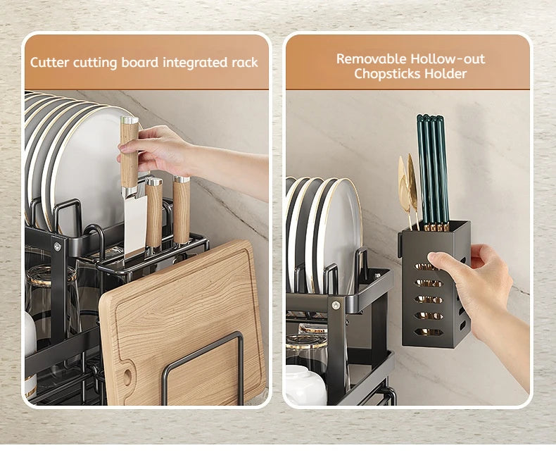 Adjustable Dish Drying Rack Over Sink with Swivel Spout