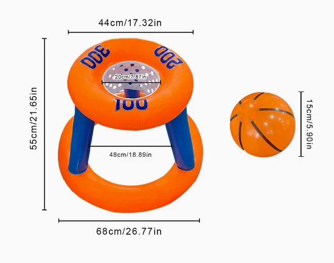 Inflatable Water Basketball & Ring Toss Game for Kids with Ball and Rings