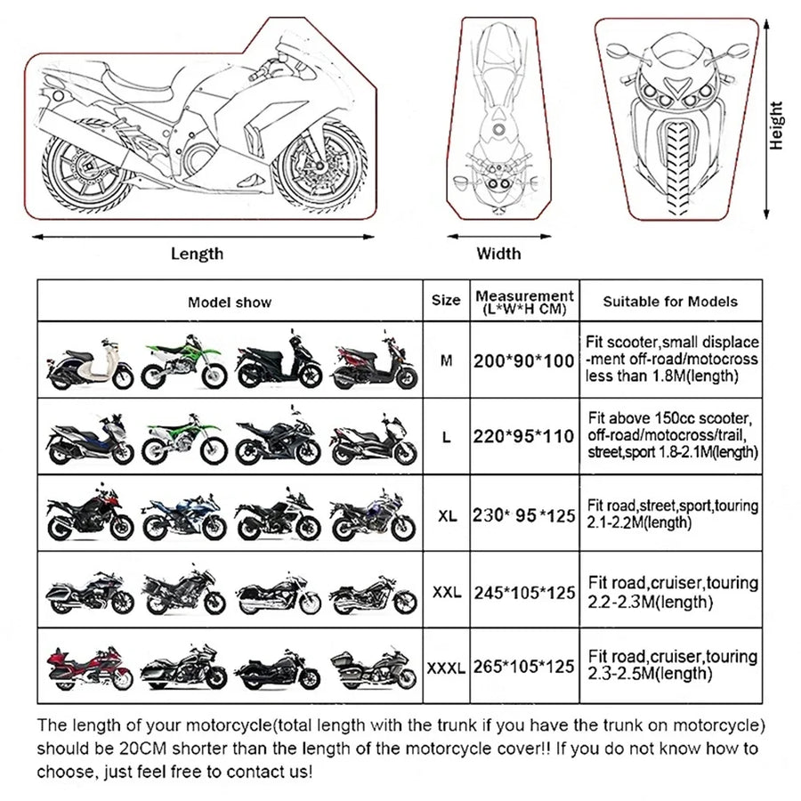 Motorhoes waterdicht zwart