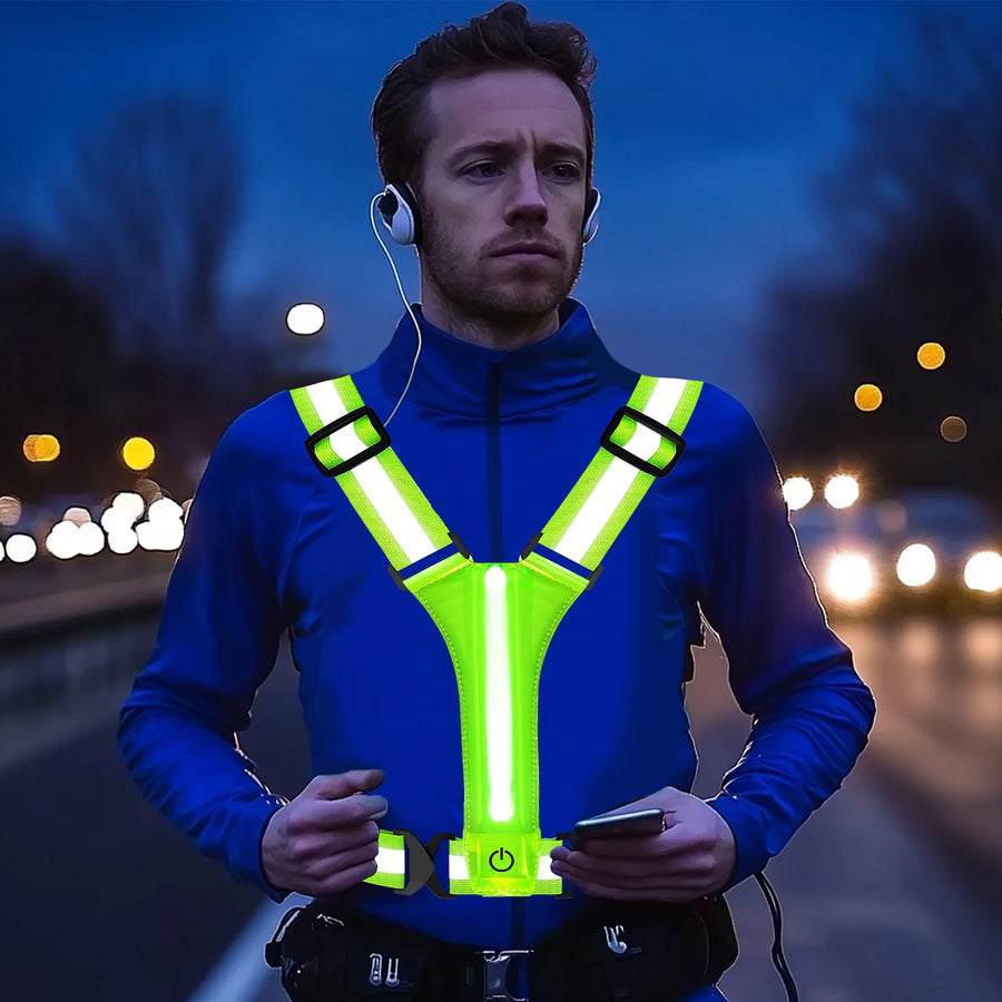 LED Safety Vest USB Rechargeable | High Visibility for Night Sports