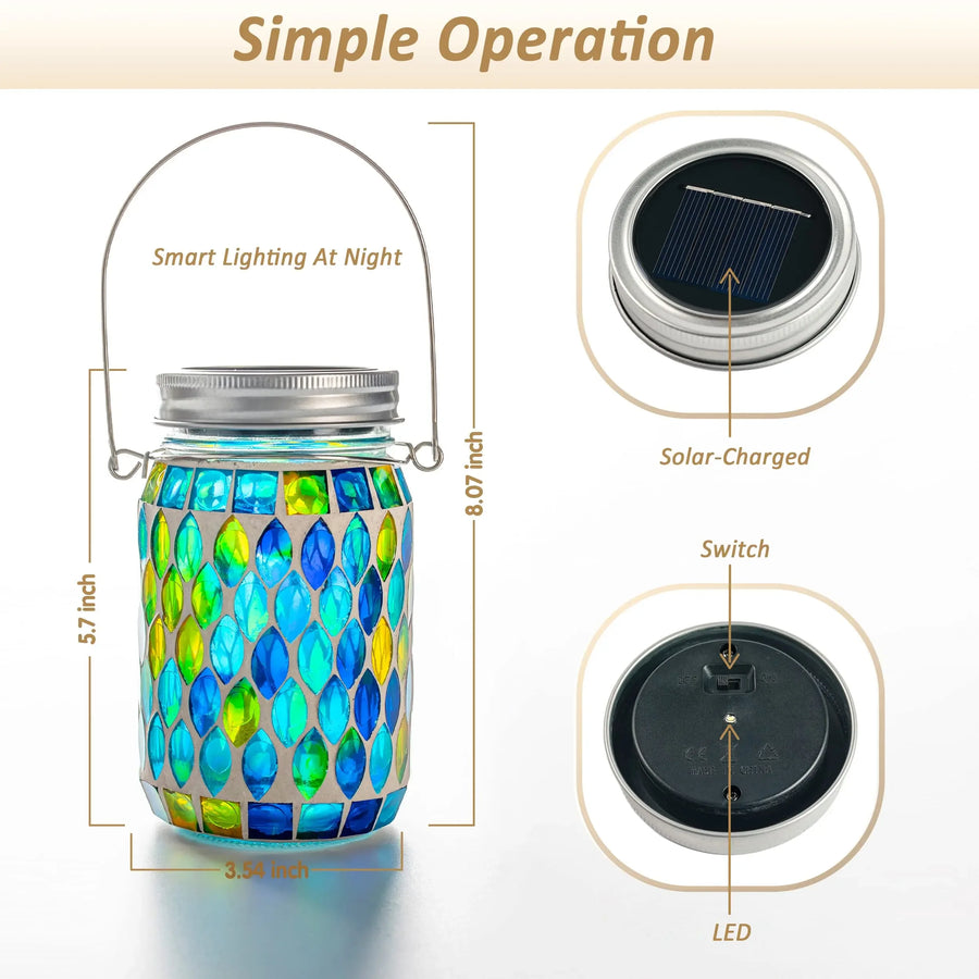 Solar hanglantaarn mozaïek glas
