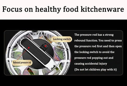 Saladespinner van roestvrij staal met pers en afwatering