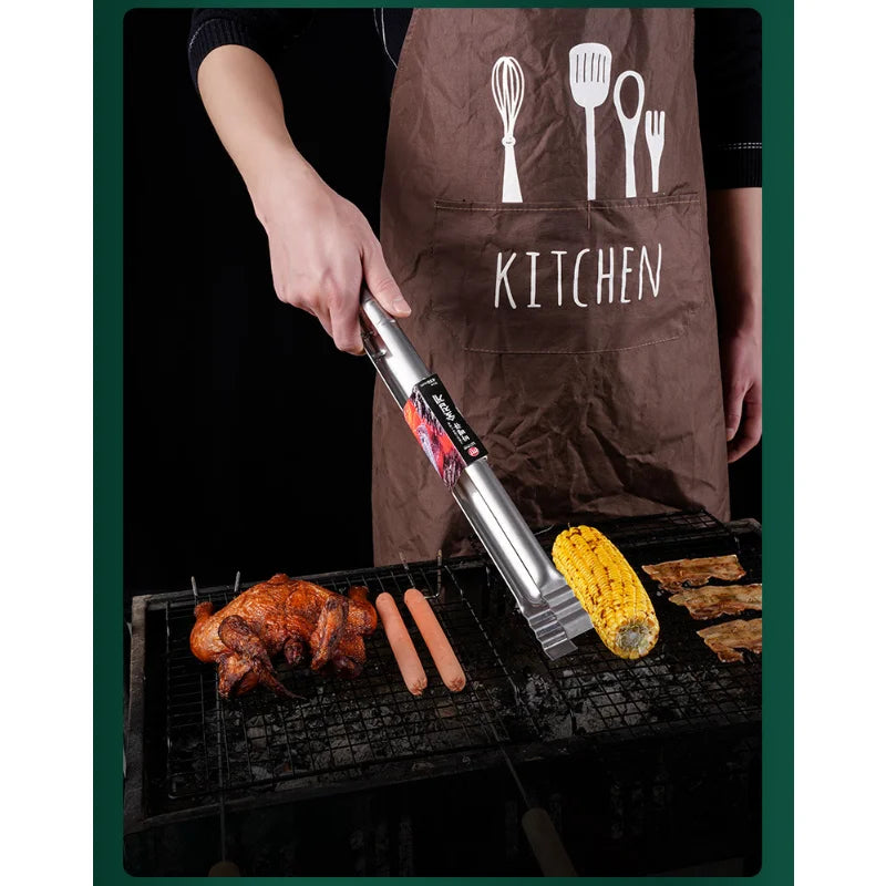 Long BBQ Tongs 45 cm Stainless Steel for Outdoor Cooking