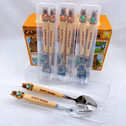 Capybara Bestekset Vork en Lepel Roestvrij Staal