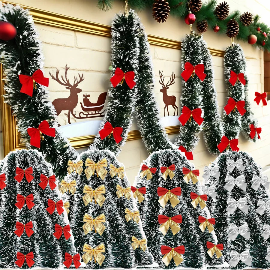 Kerstslinger groen tinsel met strikjes