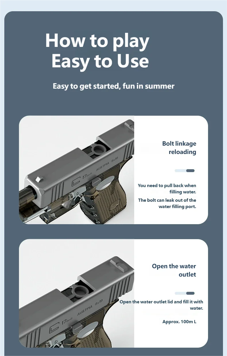 Mini Water Gun without Batteries for Outdoor Fun