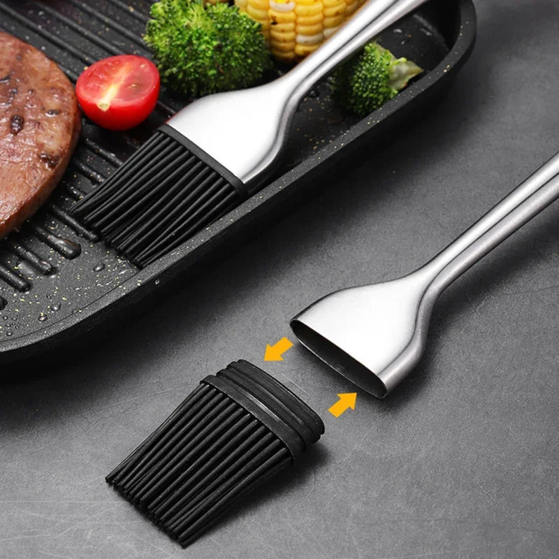 Silicone Brush with Stainless Steel Handle for Baking, Cooking, and BBQ