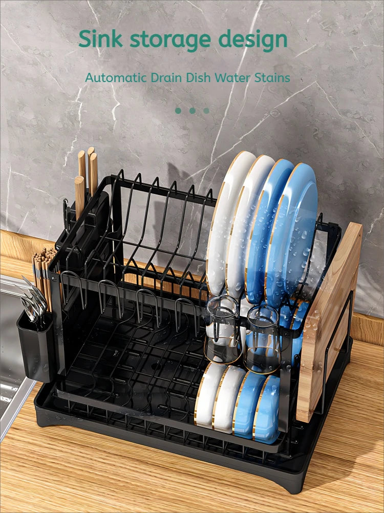 2-Tier Dish Drying Rack with Drainer