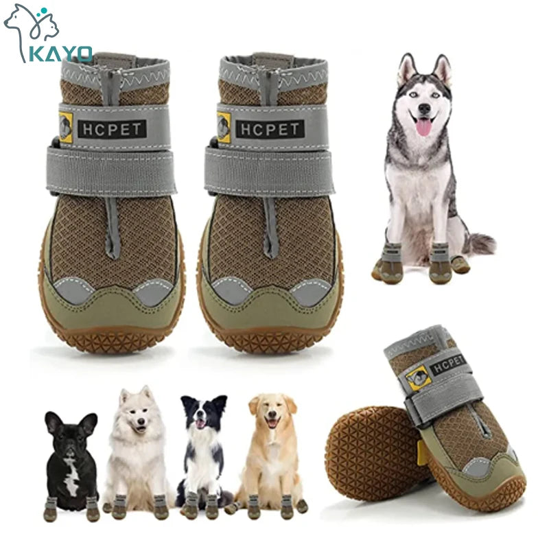Hondenschoenen 4 stuks reflecterend anti-slip zwart