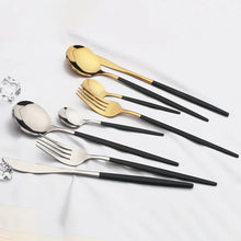 HELOTIC 12-delige Bestekset Zwart Goud Roestvrij Staal