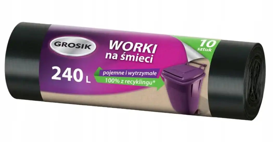 Grosik Jan Essential Sterke Vuilniszakken 240L Zwart 10 stuks