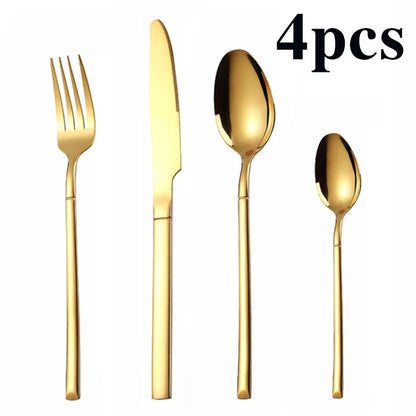 16-delige Gouden Bestekset Roestvrij Staal voor 4 Personen