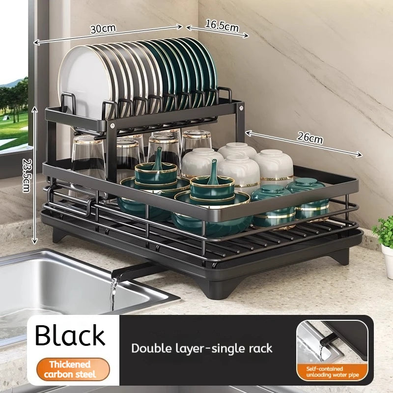 Adjustable Dish Drying Rack Over Sink with Swivel Spout